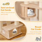 Tangkula Multi Layer Wood Cat Tower with Scratching Posts