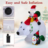 Tangkula 7.5 FT Christmas Inflatable Polar Bear, Blow up Santa Claus Riding Bear with Penguin, Gift Bags & Gift Box