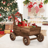 Tangkula Wooden Wagon Planter Box for Patio