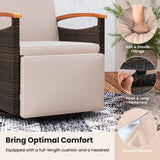 Tangkula Patio Rattan 360 Degree Swivel Recliner Chair, Wicker Lounge Chair w/Adjustable Backrest & Footrest