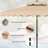 Tangkula 9.5/10.5 FT Solar Patio Umbrella with 24 LED Lights