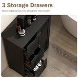 Tangkula Bathroom Floor Cabinet, Freestanding Side Storage Cabinet w/ 3 Drawers & 1 Cupboard