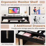 Tangkula Extendable Computer Desk with 2 Storage Drawers