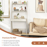 Tangkula Ladder Desk with Countertop & Drawer, Freestanding 2-Tier Ladder Shelf Desk