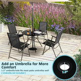 Tangkula 34 Inch Patio Dining Table, Round Tempered Glass Table with 1.5" Umbrella Hole