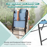 Tangkula Set of 2 Patio Folding Chairs, Portable Sling Back Chairs with Armrests and Metal Frame