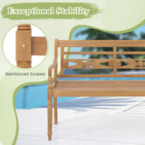 Tangkula Outdoor Bench, 2-Person Garden Bench with Wide Backrest and Curved Armrests