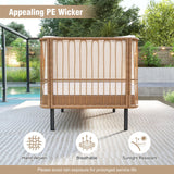 Tangkula Patio Rattan Daybed with Seat & Back Cushions