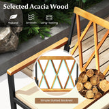 Tangkula 7 Piece Patio Wood Dining Set with Umbrella Hole
