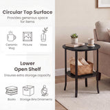 Tangkula 2-Tier Round Side End Table for Small Space