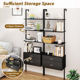 Tangkula Ladder Bookshelf with 4 Open Shelves & 2 Drawers
