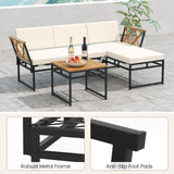 Tangkula 3 Pieces L-Shaped Outdoor Furniture Set