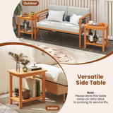 Tangkula Outdoor 2-Tier Patio End Table with Slatted Tabletop & Storage Shelf