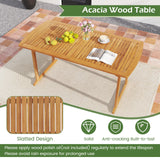 Tangkula 7 Piece Patio Acacia Wood Dining Set for 6 with Umbrella Hole & 6 Cushioned Armchairs
