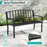 Tangkula Metal Outdoor Park Bench 50 Inches Patio Garden Bench