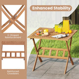 Tangkula 36" Patio Dining Table Folding Acacia Wood