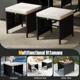Tangkula 9 Piece Patio Dining Set with Tempered Glass Table & Ottoman