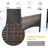 Tangkula 4-Piece Rattan Patio Furniture Set, w/Tempered Glass Coffee Table