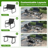 Tangkula 4 Piece Patio Furniture Set with Mesh Seat Fabric & Tempered Glass Tabletop