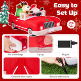 Tangkula 7.7 FT Christmas Inflatable Santa Claus & Reindeer Riding Car with Gift Bag