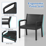 Tangkula 3 Piece Patio Furniture Set with 2 Rattan Armchair & 25" Square Side Table