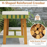 Tangkula Acacia Wood Outdoor Bench with Padded Cushion