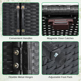Tangkula Rattan Outdoor Storage Cabinet with 2 Adjustable Shelves