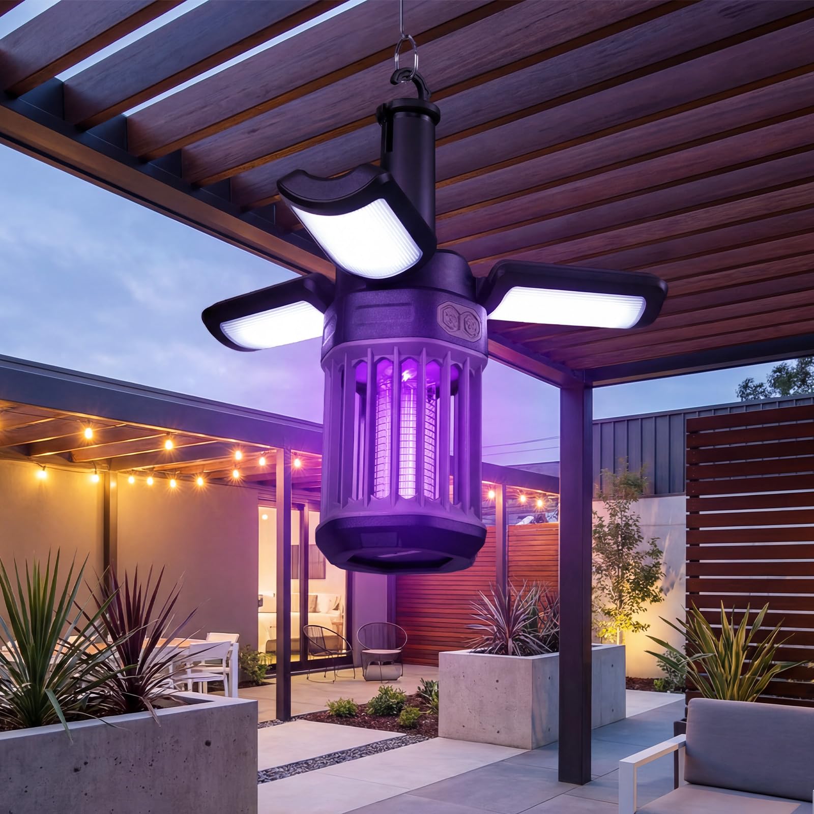 Tangkula 3-Petal Foldable Bug Zapper  Adjustable Lighting Modes Type-C Rechargeable