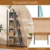 Tangkuka 4/5-Tier Ladder Bookshelf w/Trapezoidal Design for Small Space