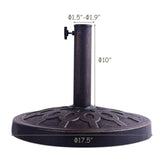 30lbs Patio Market Umbrella Base, Heavy Duty Outdoor Stand, Cast Iron Umbrella Holder for Garden Beach, Classic Round Umbrella Standing Deck Porch