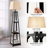 Modern Wood Square Standing Lamp - Tangkula