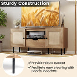 Tangkula Boho TV Stand for 60 Inch TV Entertainment Center with Cabinets and Storage Shelf