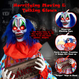 Tangkula 5.6 FT Halloween Animated Clown with Snap-up Head & Glowing Eyes