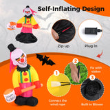 Tangkula 8 FT Inflatable  Halloween Head Turning Clown, LED Lighted Animated Clown with Hammer & Flashing Eyes