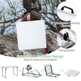 Tangkula 4 ft Folding Table, Portable Picnic Table with 3 Adjustable Height