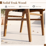 Tangkula Teak Wood Outdoor Dining Chair with Hand-Woven Strap Backrest & Seat (1/2/4)