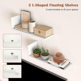 Tangkula White TV Stand with 2 Wall Shelves