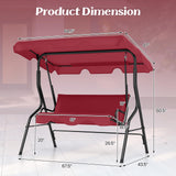 Tangkula 3 Person Porch Swing with Removable Cushion & Powder-Coated Steel Frame