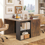 Tangkula 44 Inch Wooden Computer Desk with Bookshelf for Small Space