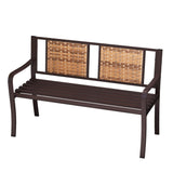 Tangkula Patio Garden Bench with Wicker Backrest