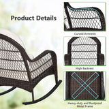 Patio Wicker Rocking Chair, Outdoor PE Rattan Rocker with Seat and Back Cushion