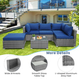 Tangkula 6 PCS Outdoor Rattan Sofa Set, Cushioned Sectional Set with Seat & Back Cushions