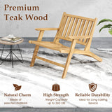 Tangkula Outdoor Teak Wood Natural Mid Century Accent Armchair