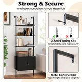 Tangkula 72.5” Tall Bookshelf 5 Tier Wall Mount Ladder Bookcase with Cabinet