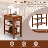 Tangkula Narrow End Table Set of 2, 24.5”H Farmhouse Side Table with Drawer