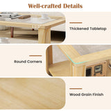 Tangkula 2-Tier Coffee Table, Rectangular Center Table with Tempered Glass Tabletop & Storage Shelf