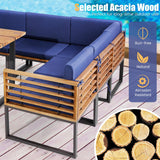 Tangkula 8 Piece Patio Dining Set, Acacia Wood Conversation Sofa Set