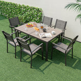 Tangkula Outdoor Rectangle Dining Table, 59” x 35” Large Outside Table with Metal Legs