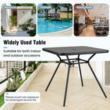 Tangkula Patio Square Dining Table, 32" Outdoor Table w/ 1.6" Umbrella Hole & Lid