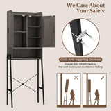 Tangkula Over The Toilet Storage Cabinet, Bathroom Space Saver Organizer Above Toilet with Double Doors & Metal Frame